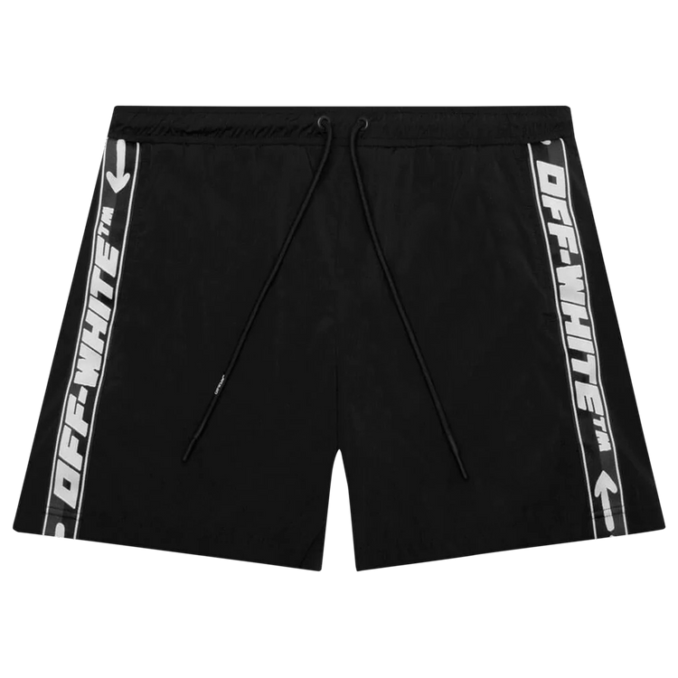 Off-White ATHL Logoband Swimshorts "Black/White"