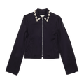 Vintage Wales Bonner Embroidered Collar Zip Jacket "Navy"