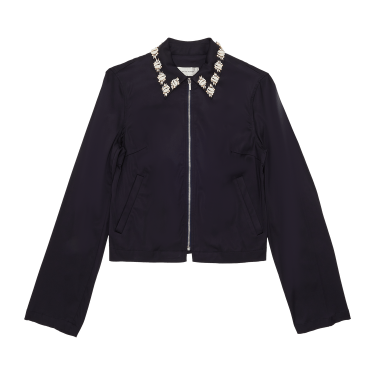 Vintage Wales Bonner Embroidered Collar Zip Jacket "Navy"