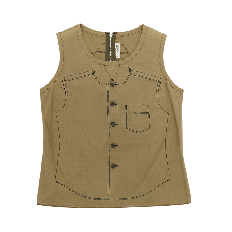Vintage Comme des Garçons Button Down Tank Top "Olive"