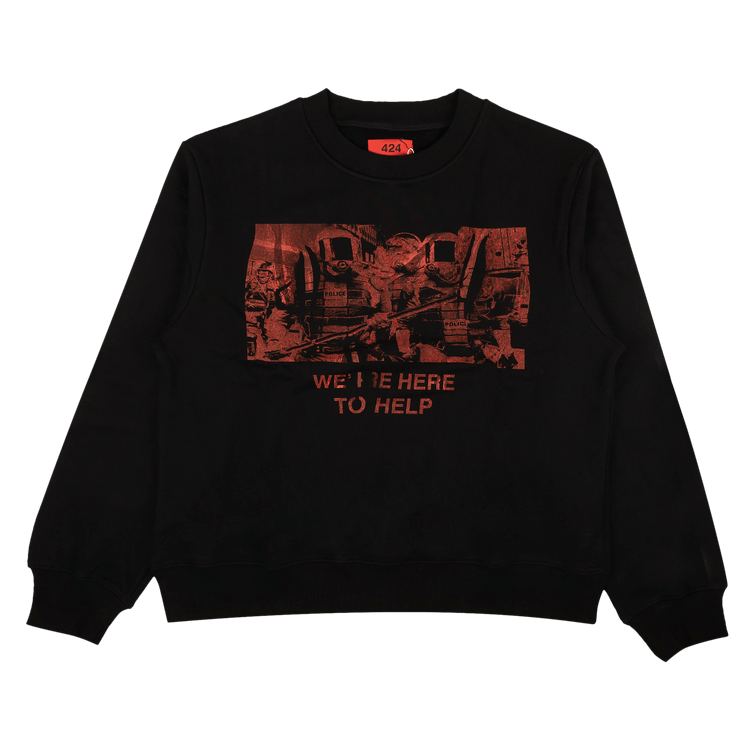 424 Here To Help Crewneck Sweatshirt "Black"