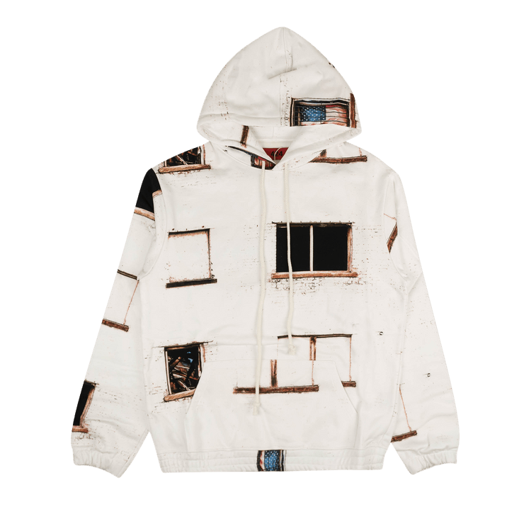 424 Flag Barred Window Hooded Sweatshirt "White"