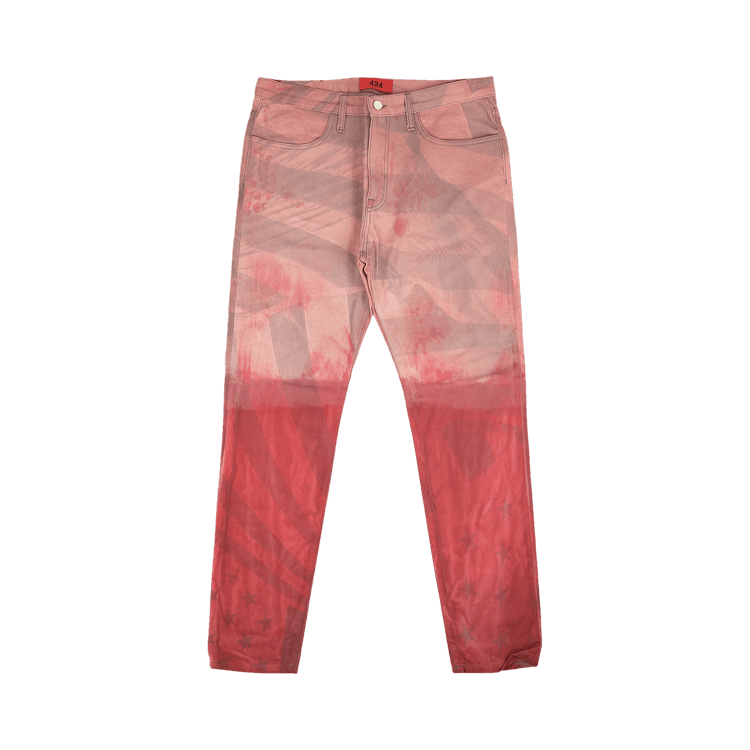 424 Dip American Flag Straight Fit Jeans "Red"