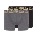 Versace Greca Border Long Trunks (2-Pack) "Grey/Black"