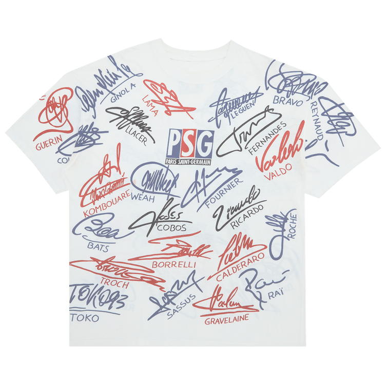 Vintage Paris Saint-Germain 1990's Signature All Over Print T-Shirt 'White'