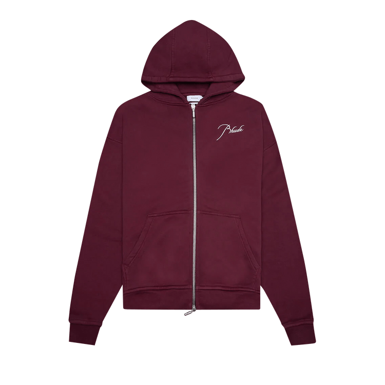Rhude Zip Up Hoodie "Maroon"