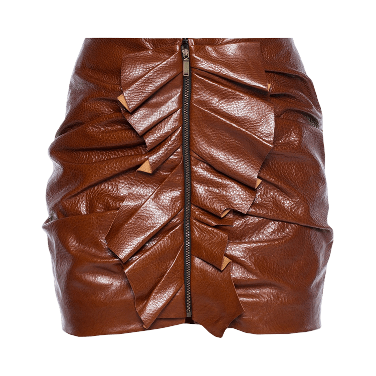 Saint Laurent Mini Skirt With Rouches "Brown"