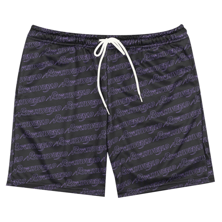 Psychworld Repeated Logo Shorts "Black/Purple"