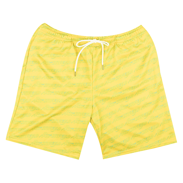 Psychworld Repeated Logo Shorts "Yellow/Teal"