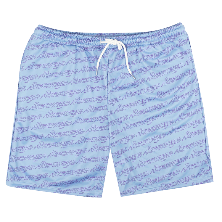 Psychworld Repeated Logo Shorts "Light Blue/Purple"
