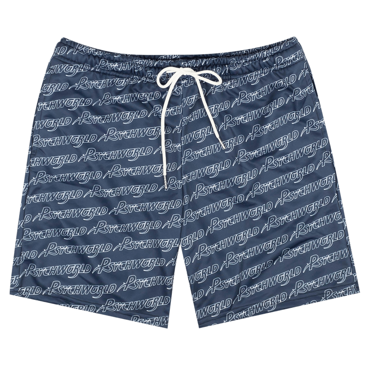 Psychworld Repeated Logo Shorts "Midnight/Light Blue"