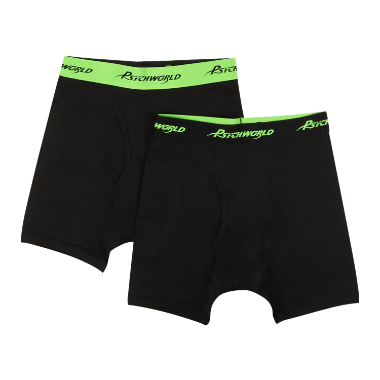 Psychworld Logo Band Boxer Shorts (2 Pack) "Black/Green"