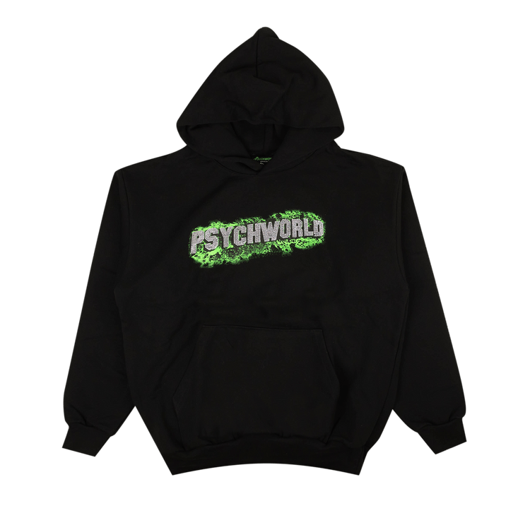 Psychworld Rhinestone Logo Hoodie "Black/Green"