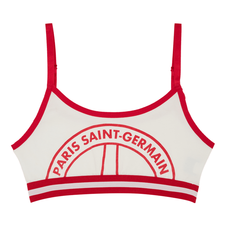 Vintage Paris Saint-Germain Logo Print Sports Bra "White/Red"