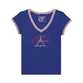 Vintage Paris Saint-Germain Crystal Embellished Eiffel Tower V-Neck T-Shirt "Blue"