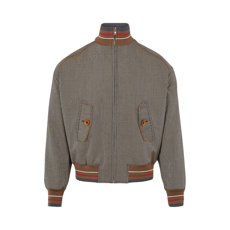 Wales Bonner Houndstooth Wisdom Zip Jacket "Brown"