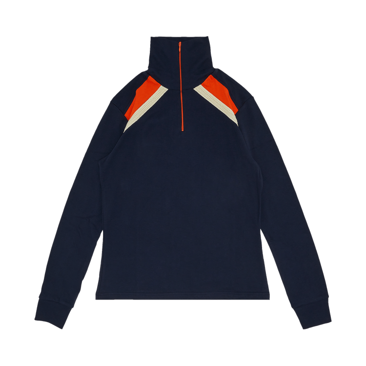 Wales Bonner Jazz Half Zip Top "Navy"