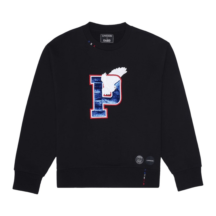 Paris Saint-Germain x 3.PARADIS Letterman Crewneck Sweater "Black"