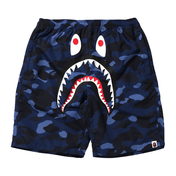 BAPE Color Camo Shark Beach Shorts "Navy"