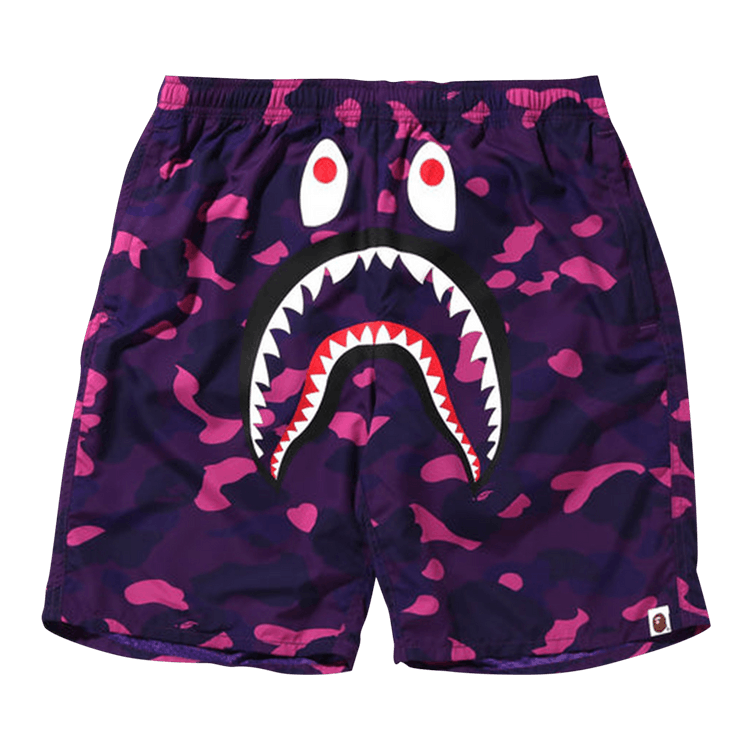 BAPE Color Camo Shark Beach Shorts "Purple"