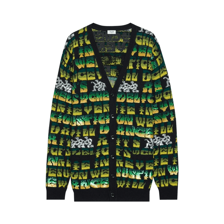 CELINE Artist Jacquard Cardigan "Black/Green"