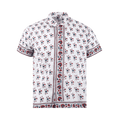 Bode Indigo Daisy Block Print Short-Sleeve Shirt "Orange Blue"