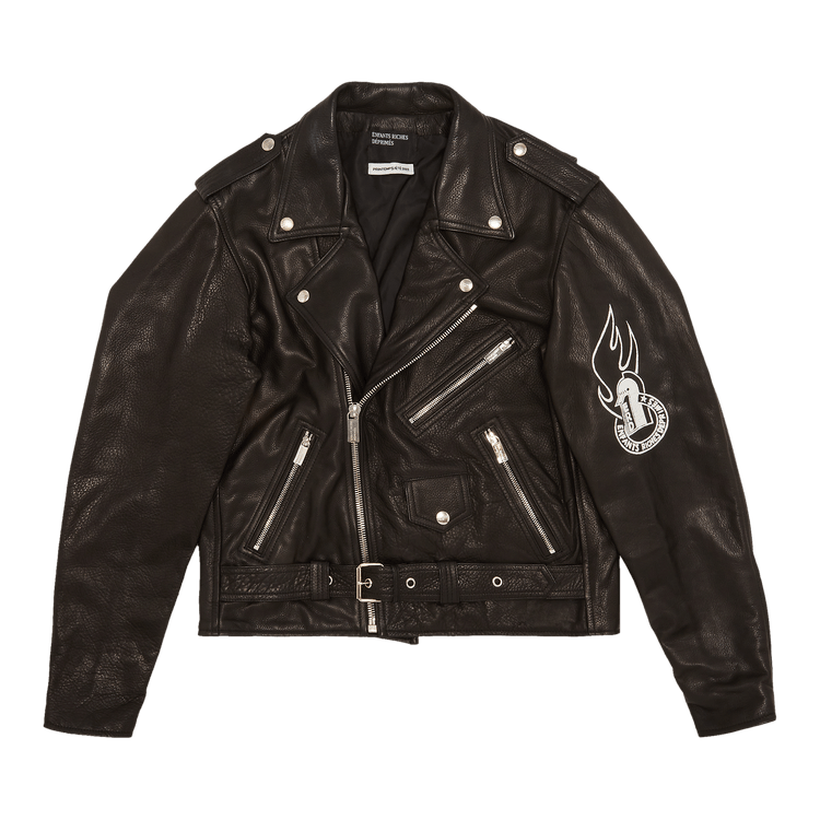 Enfants Riches Déprimés Flame Logo Classic Veste En Cuir "Black/White"