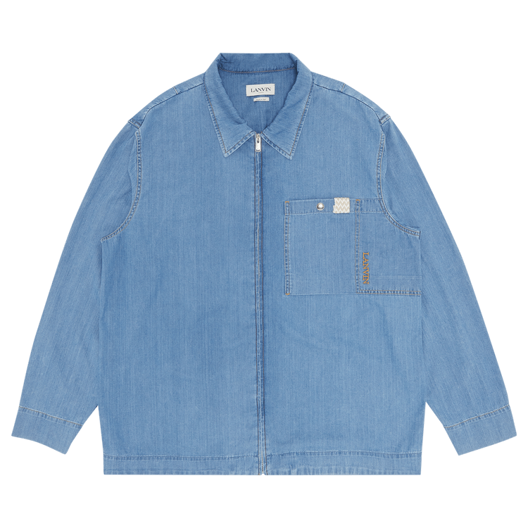 Lanvin Denim Overshirt With Zip And Curb "Light Blue"
