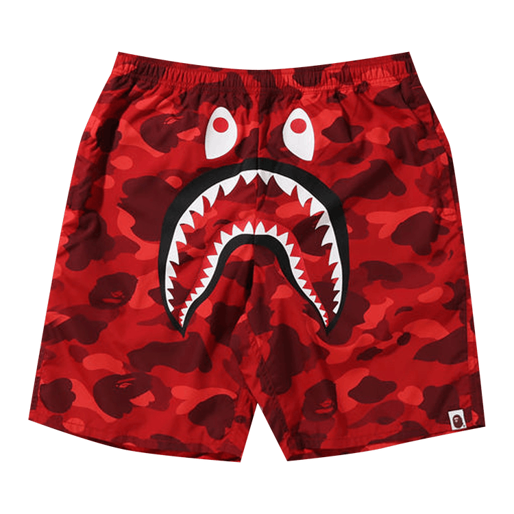 BAPE Color Camo Shark Beach Shorts "Red"