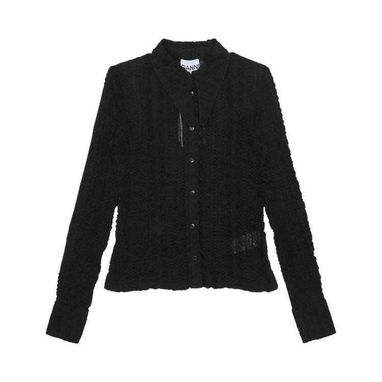 GANNI Stretch Lace Jersey Shirt "Black"