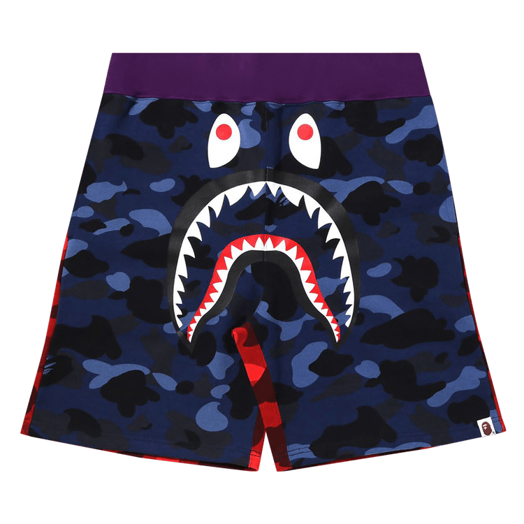BAPE Crazy Camo Shark Sweat Shorts "Navy"