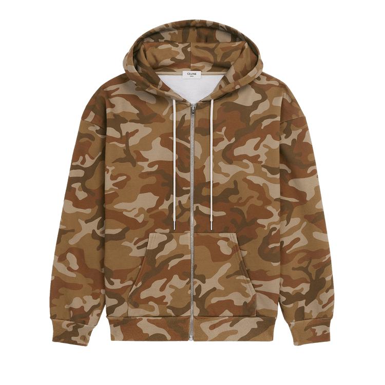 CELINE Zip Loose Hoodie "Camo Washed/White"