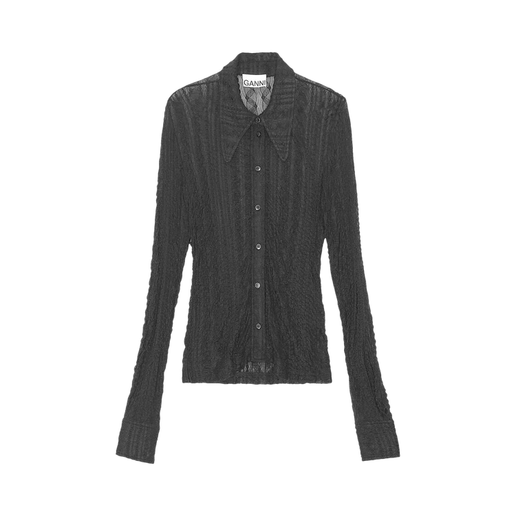GANNI Stretch Lace Shirt "Black"
