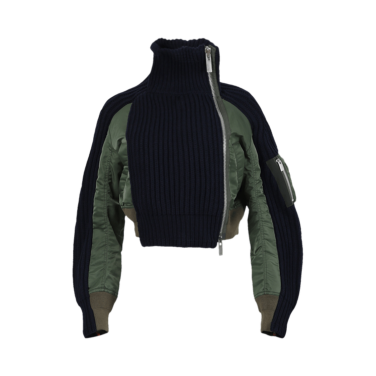 Sacai Knit Blouson "Navy/Khaki"