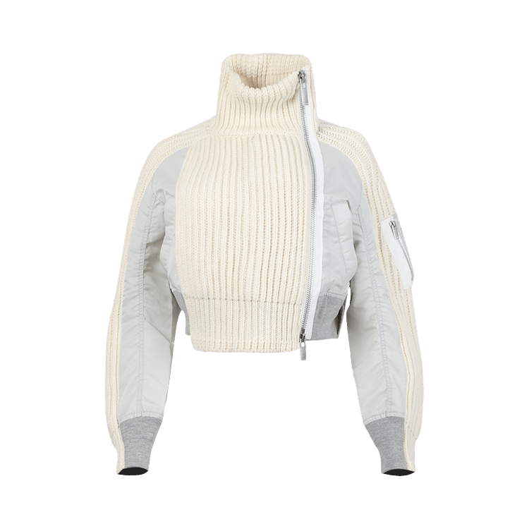 Sacai Knit Blouson "Off White/Light Grey"