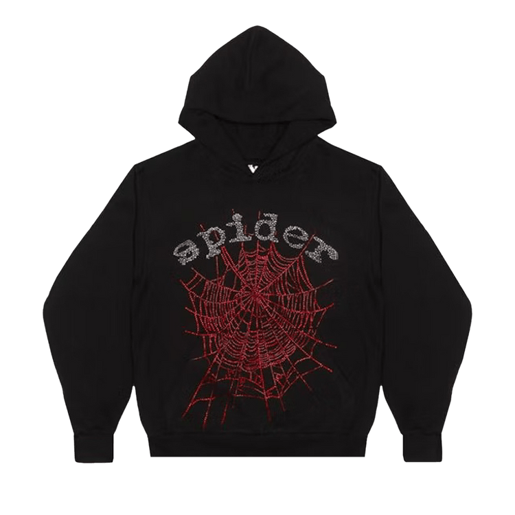 Sp5der OG Rhinestone Hoodie "Black"