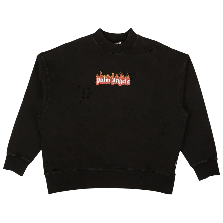 Palm Angels Burning Logo Crewneck "Black/White"
