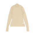 Marine Serre Moonogram Flocked Mesh Second Skin Top "White On Beige"