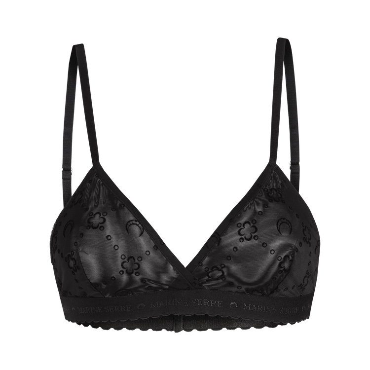 Marine Serre Moonogram Flocked Mesh Bra "Black On Black"