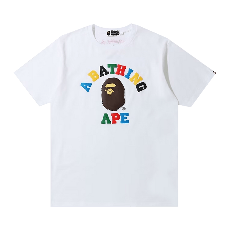 BAPE Multi Color Letters College Tee "White"