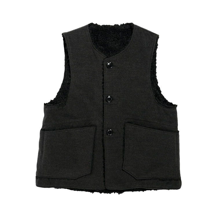 Engineered Garments Polyester Fake Melton Over Vest "Black"