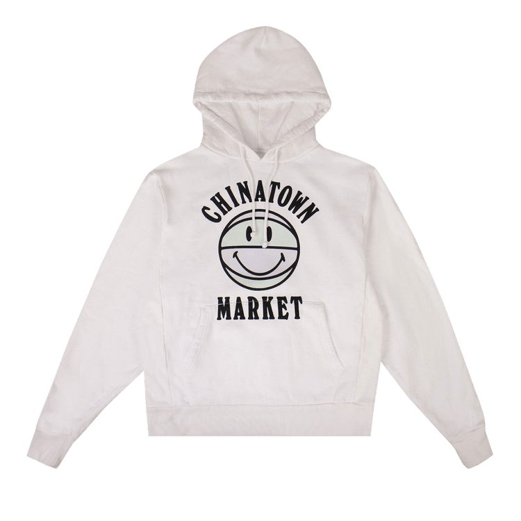 Chinatown Market Smiley Basketball Hoodie Sweatshirt "White"