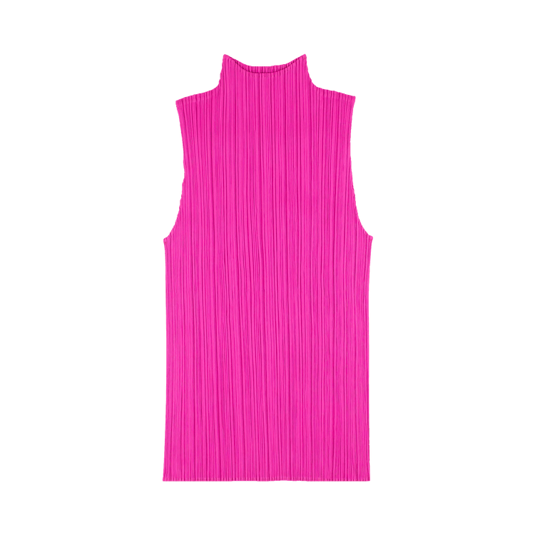 Issey Miyake Pleated Sleeveless High Neck Top "Pink"