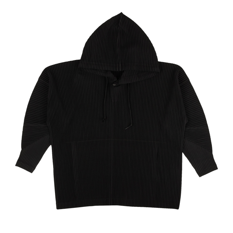 Issey Miyake Pleated Pullover Hoodie Sweatshirt "Black"