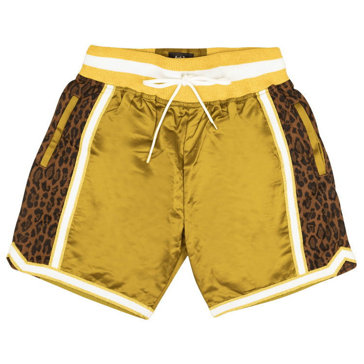 Just Don Leopard Print Silk Shorts "Gold"