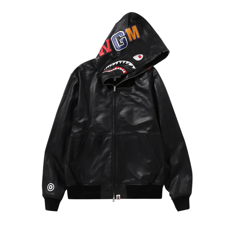 BAPE Leather Shark Full Zip Jacket "Black"