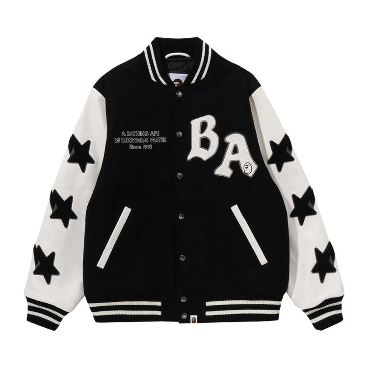 BAPE A Bathing Ape Relaxed Fit Varsity Jacket "Black"