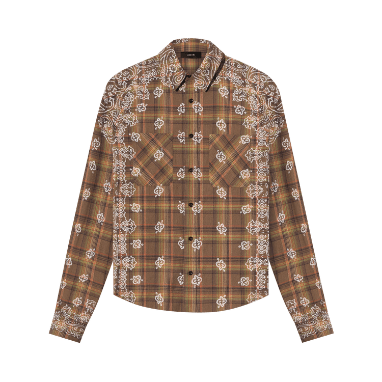 Amiri Bleach Bandana Plaid Shirt "Brown"