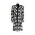 Balmain Double-Breasted Houndstooth Coat "Blanc Cassé/Noir"