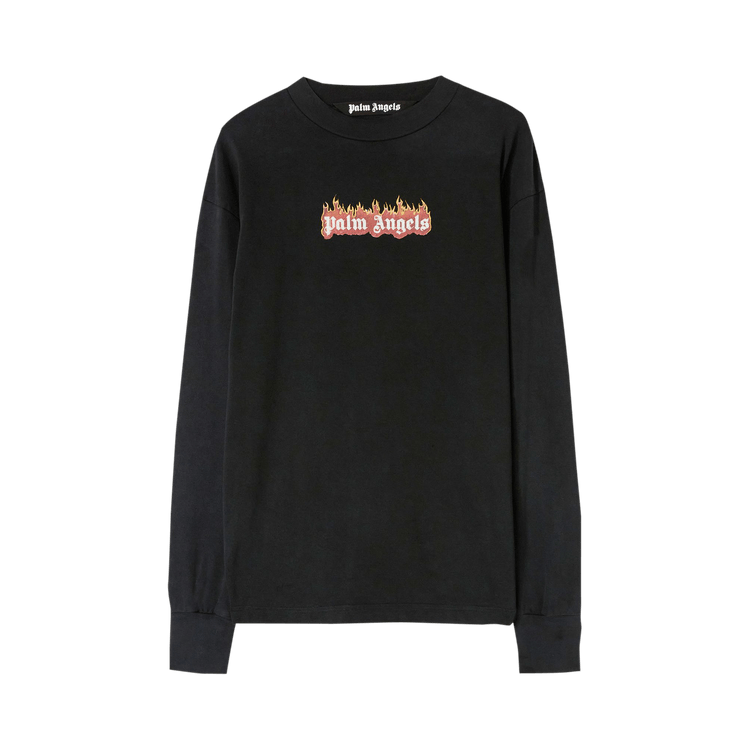 Palm Angels Burning Logo Classic Tee Long-Sleeve "Black/White"